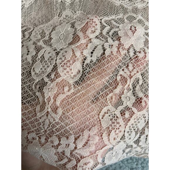 Valerie Stevens Cami Tank Top Large Sheer Lace Gold Sequin Pink Coquette Y2K - Picture 3 of 10